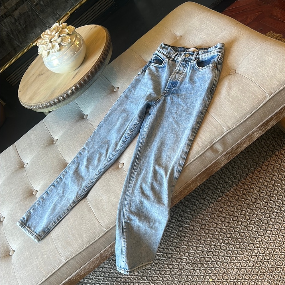 Betro Simone Jeans 30 Button Fly Stone Washed‎ Blue High Waist Tapered BWDAT101